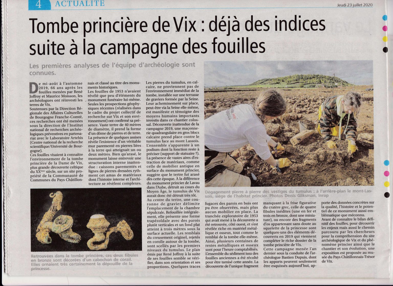 Les indices du site de Vix ( article du « Le Châtillonnais et l’Auxois